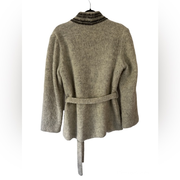 Samband Iceland Icelook Cardigan Belted Jacket Wool Womens Small Off White Gray. - Picture 5 of 10